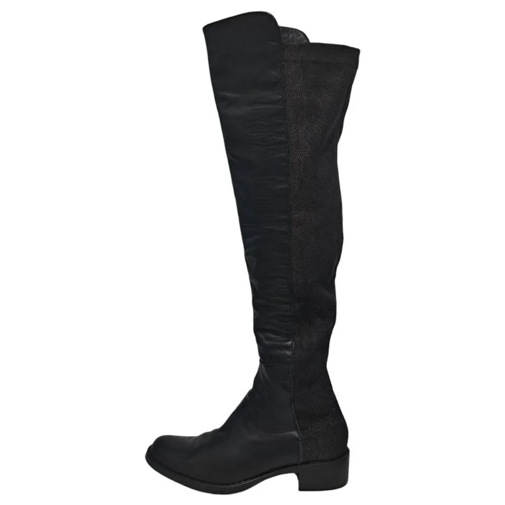 Sesto Meucci Leather Riding Slouchy Knee High Phyton Print Gothic Boots Size 7